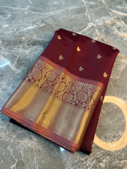 Midnight Elegance Banarasi Katan Silk Saree - MEBKSMN012