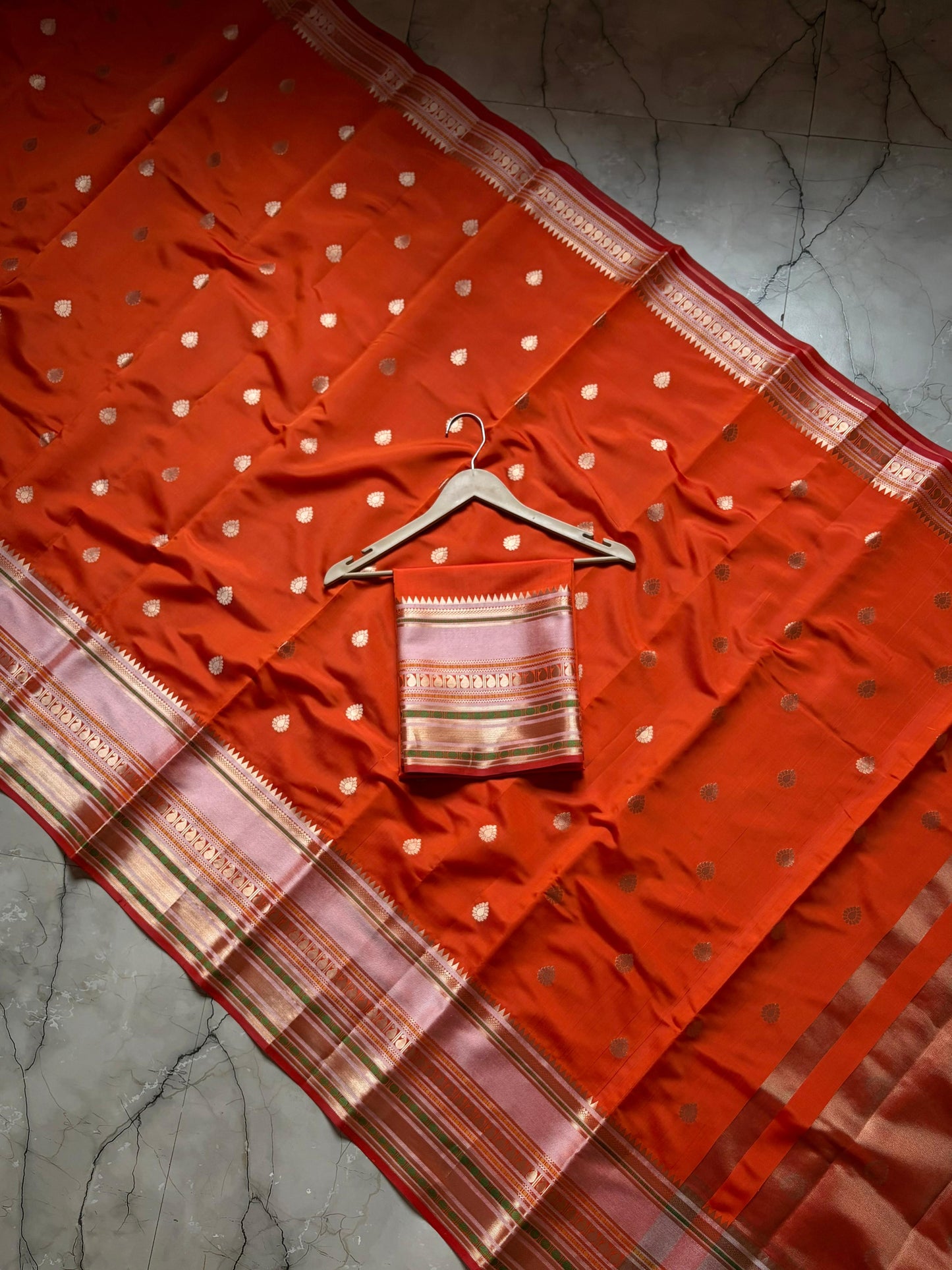 Royal Orange Banarasi Katan Silk Saree - ROBKS006