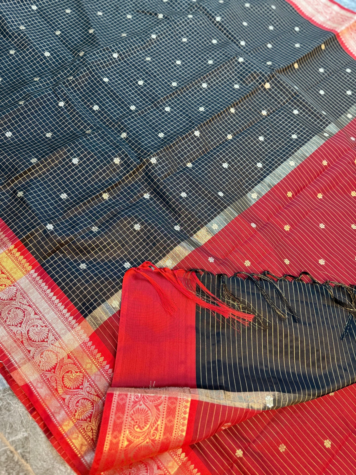 Banarasi Check Pattu Silk Saree - BCPSBR052