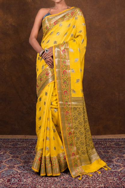 Banarasi Raw Mango Silk Saree with Mina Buta Design - BRMSMBY41