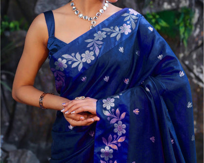 Premium Semi Katan Silk Saree - BSKSRB034