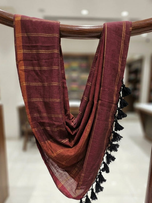 Pure Mulmul Double Zari Lines Saree | Handloom | MDZ007