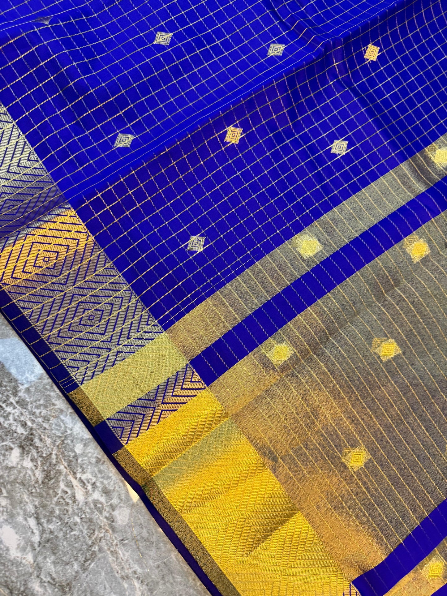 Banarasi Check Pattu Saree with Small Buti Design - BCPSBD064