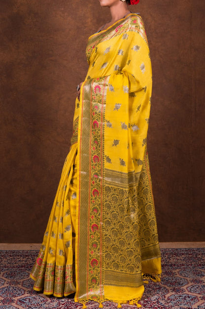 Banarasi Raw Mango Silk Saree with Mina Buta Design - BRMSMBY41