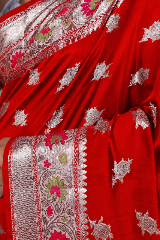 Banarasi Raw Mango Silk Saree with Mina Buta Design - BRMSMBR50