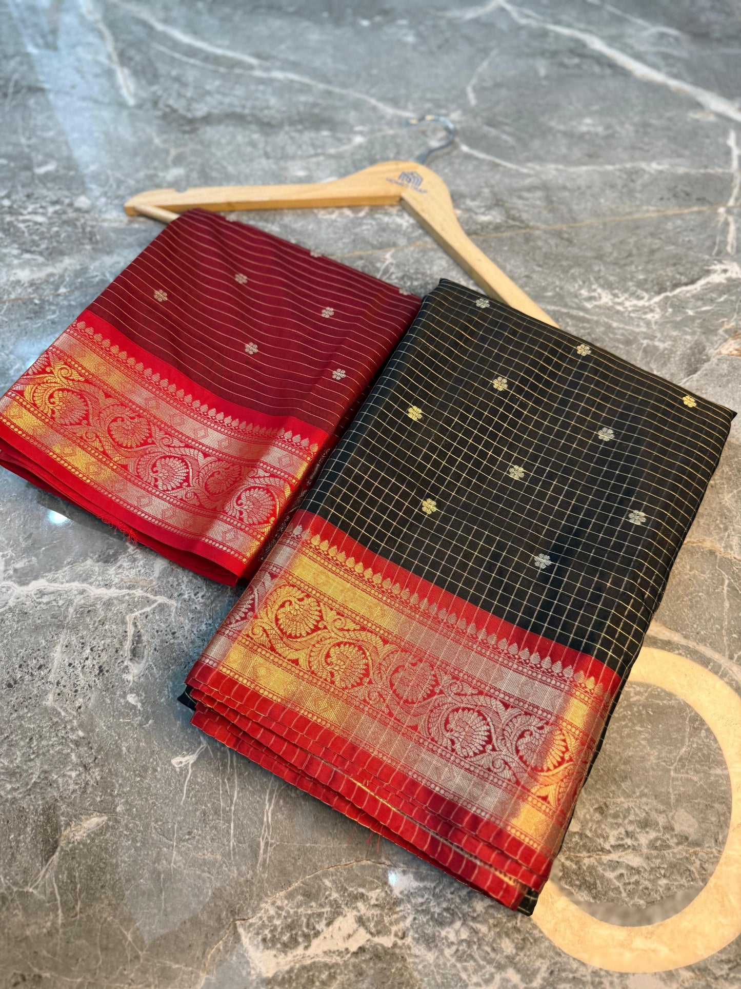 Banarasi Check Pattu Silk Saree - BCPSBR052