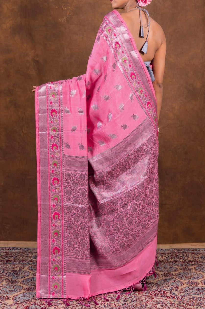 Banarasi Raw Mango Silk Saree with Mina Buta Design - BRMSMBLP43
