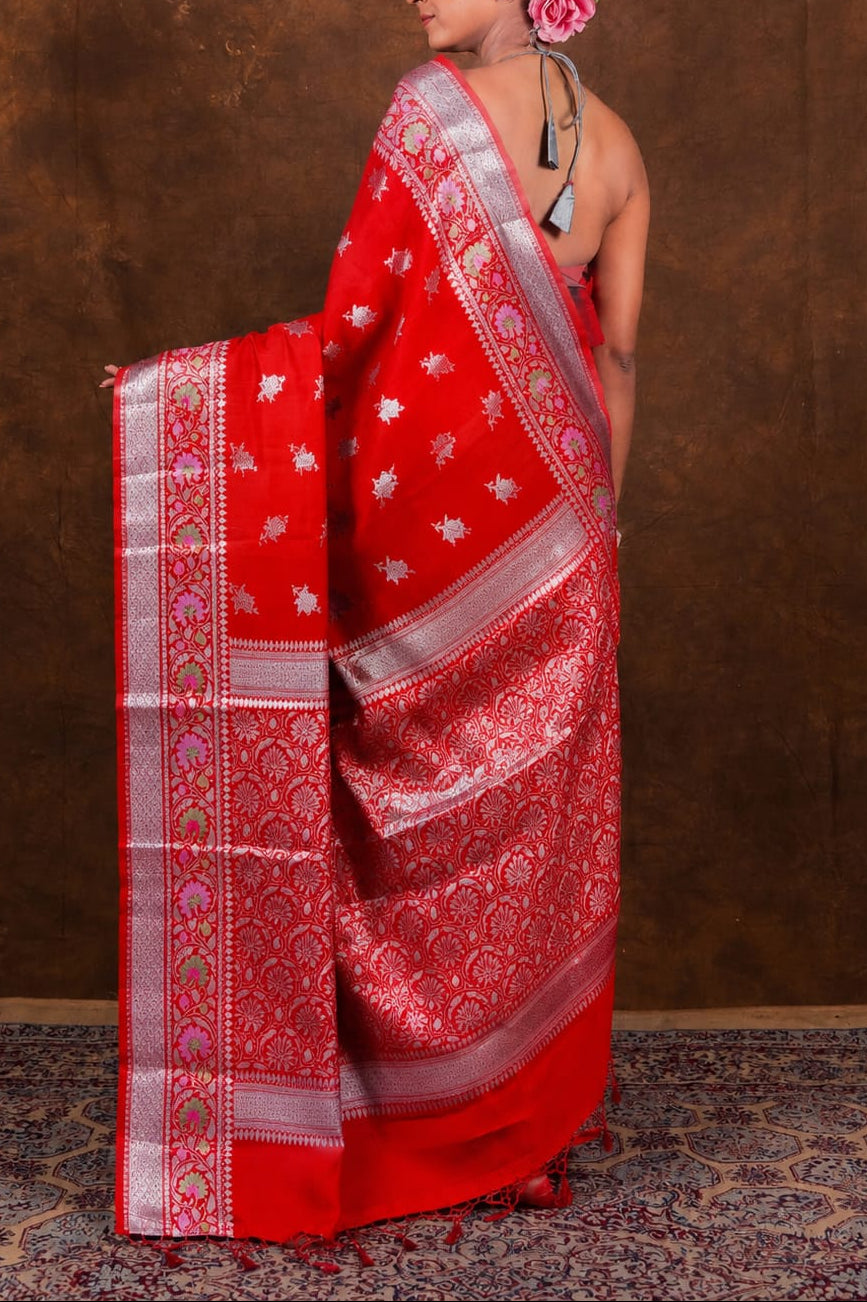 Banarasi Raw Mango Silk Saree with Mina Buta Design - BRMSMBR50