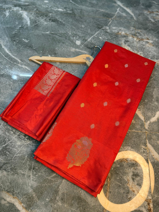 Banarasi Semi Katan Silk Saree with Sona Rupa Mina Buti - BSKSRD35