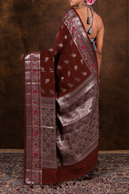 Banarasi Raw Mango Silk Saree with Mina Buta Design - BRMSMBB51