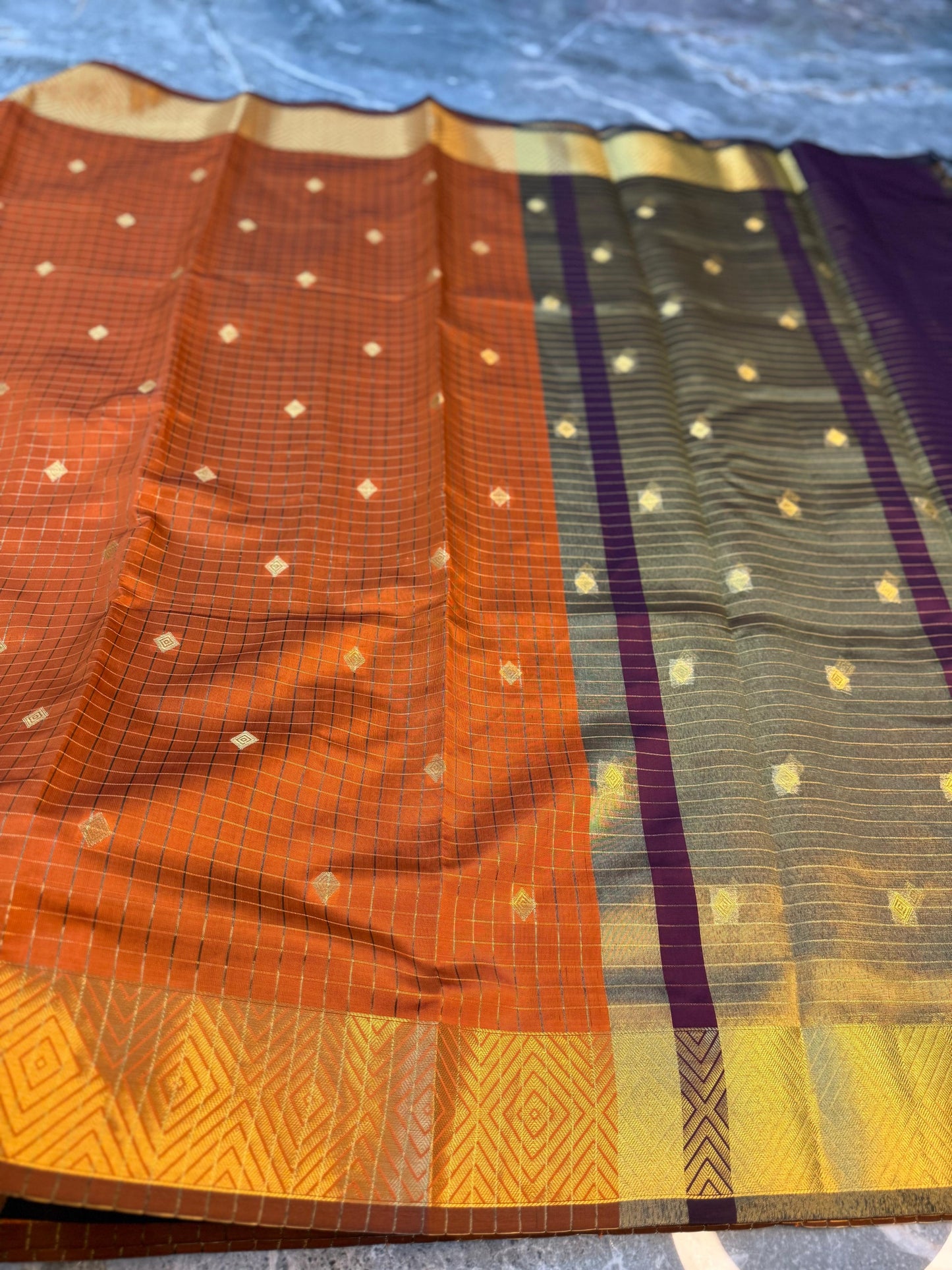 Banarasi Check Pattu Saree with Small Buti Design - BCPSBD063