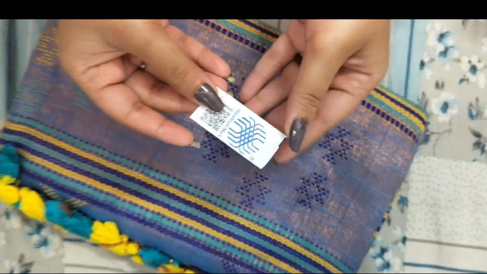 Authentic Bhujodi Jamdani Cotton Tissue Saree - ABJCT060