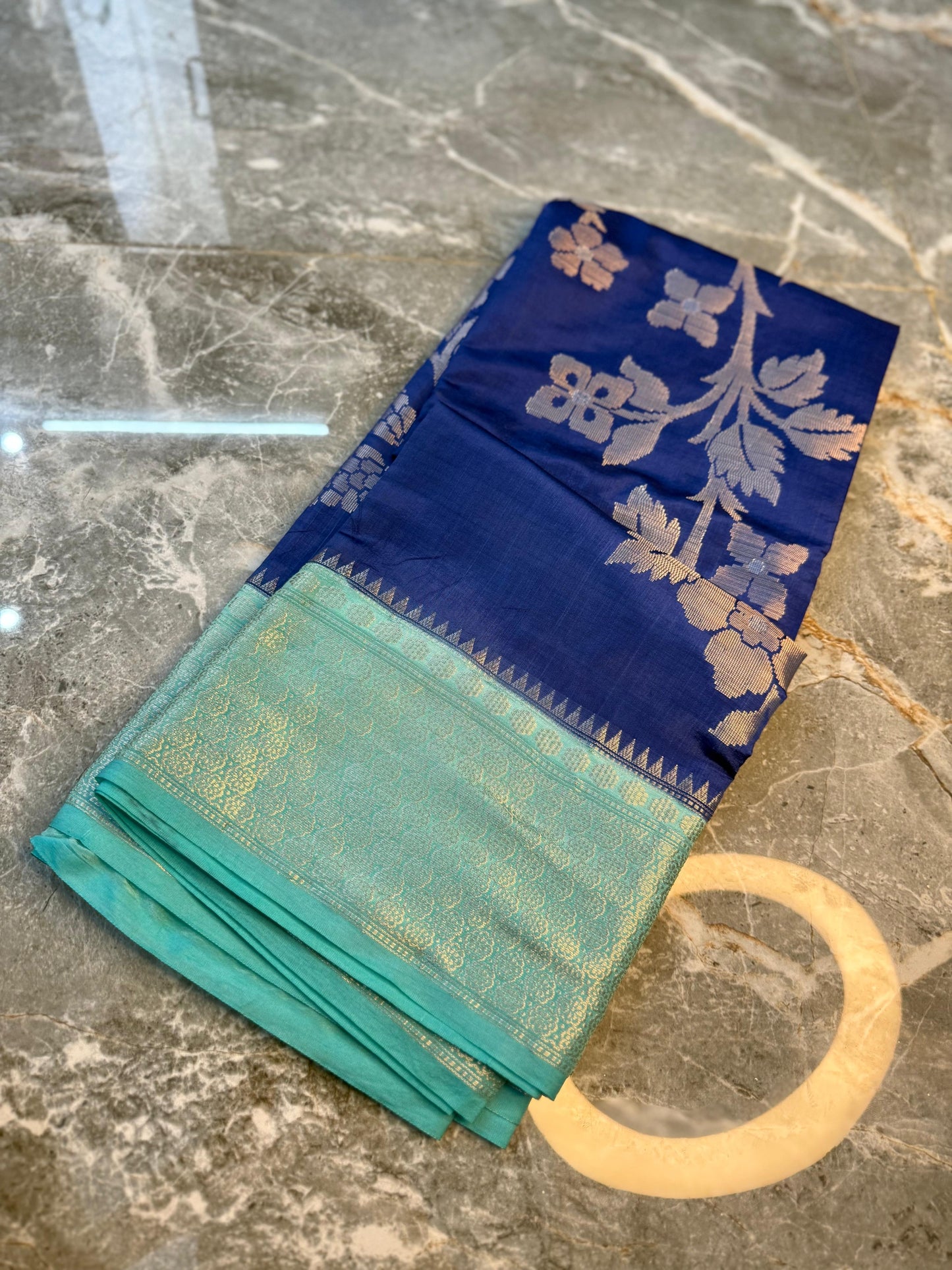 Banarasi Semi Katan Soft Silk Saree with Double Zari Aada Border - BSKSSB054