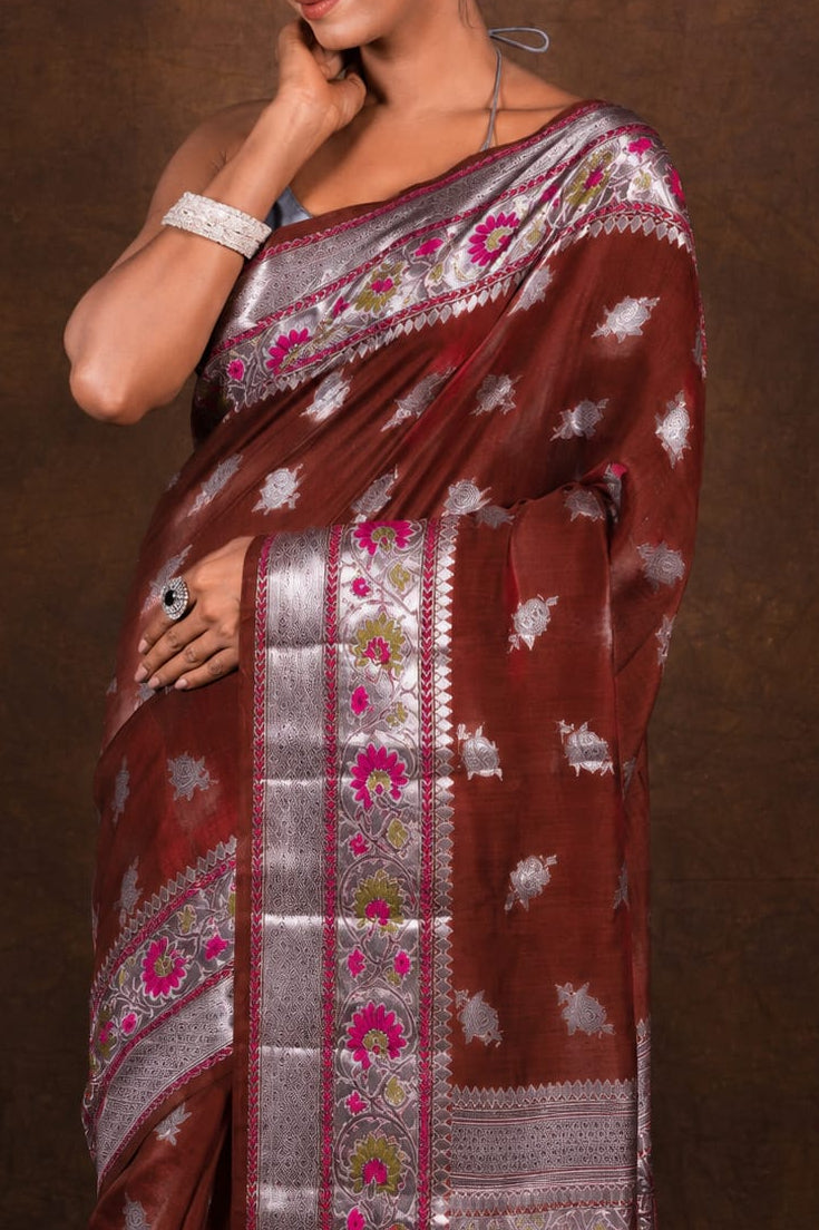 Banarasi Raw Mango Silk Saree with Mina Buta Design - BRMSMBB51