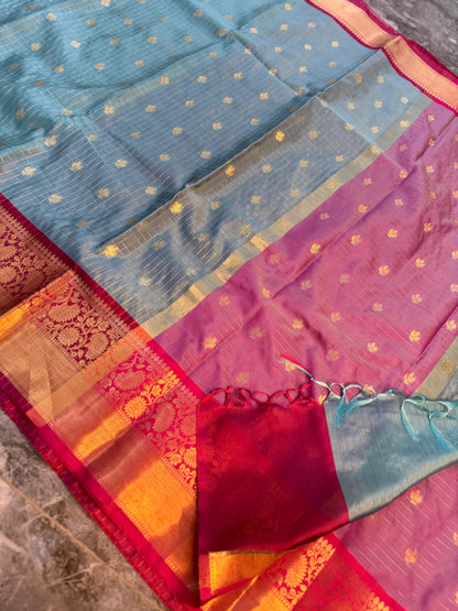 Banarasi Check Pattu Silk Saree - BCPSLB003