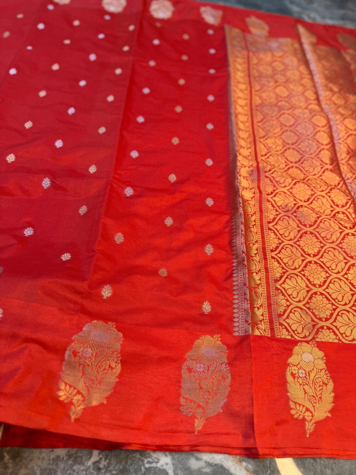 Banarasi Semi Katan Silk Saree with Sona Rupa Mina Buti - BSKSRD35