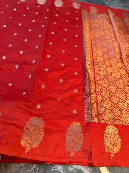 Banarasi Semi Katan Silk Saree with Sona Rupa Mina Buti - BSKSRD35