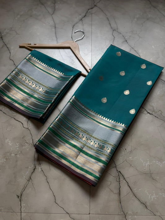 Royal Turquoise Blue Banarasi Katan Silk Saree - RTBBKS002