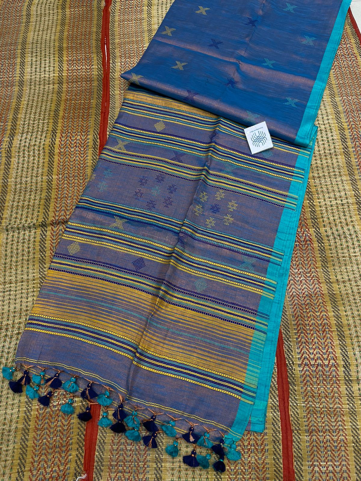Authentic Bhujodi Jamdani Cotton Tissue Saree - ABJCT060