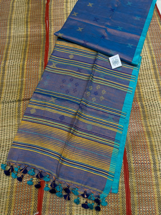 Authentic Bhujodi Jamdani Cotton Tissue Saree - ABJCT060