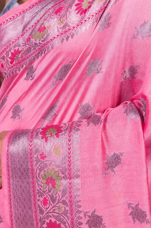 Banarasi Raw Mango Silk Saree with Mina Buta Design - BRMSMBLP43