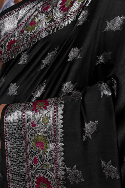 Banarasi Raw Mango Silk Saree with Mina Buta Design - BRMSMBB49