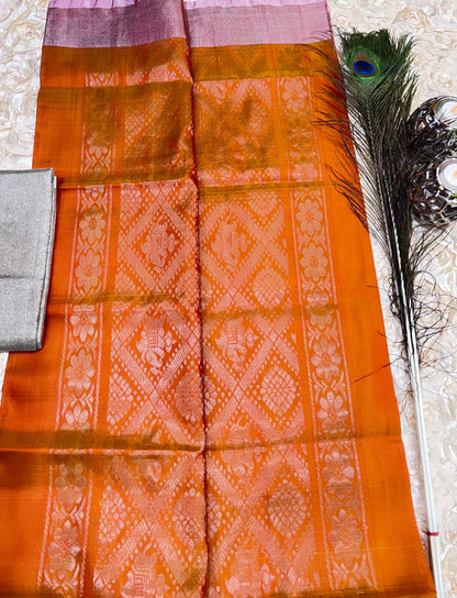 Pure Uppada Silk Saree in Orange BAFOSU1