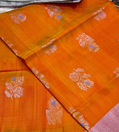 Pure Uppada Silk Saree in Orange BAFOSU1