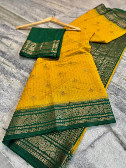 Banarasi Chinia Silk Saree-BCNYGR04