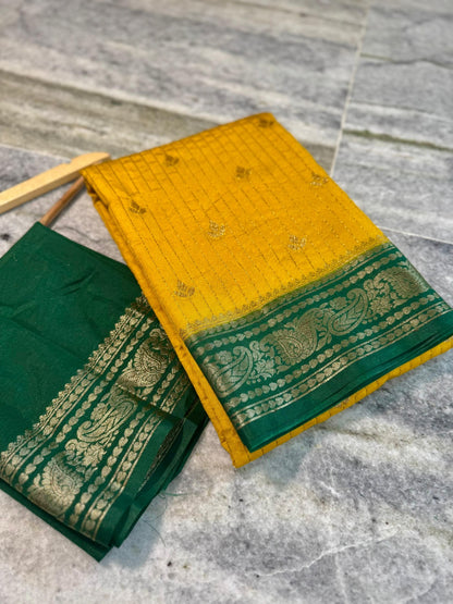 Banarasi Chinia Silk Saree-BCNYGR04