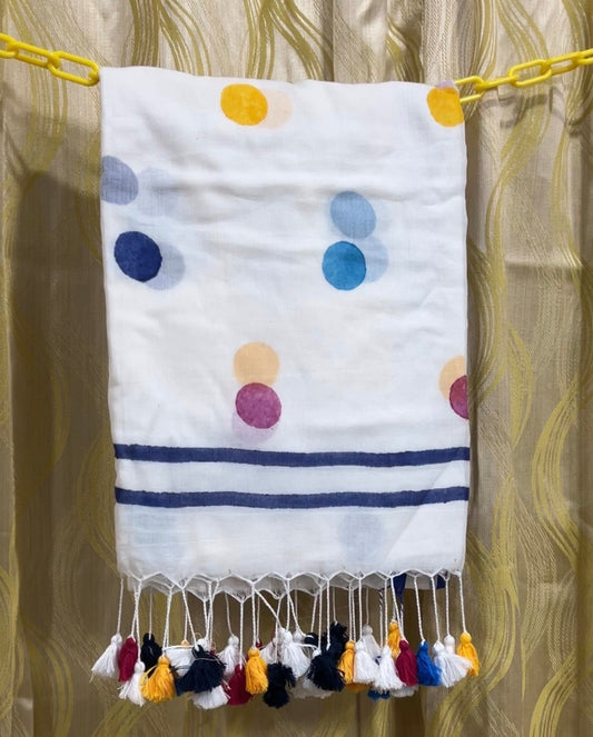 Pure Mulmul Polka Dots Saree | Handwoven | MPD002