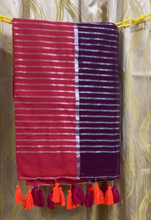 Pure Mulmul Multicolor Checks Saree | Handloom Daily Wear | MMCC001