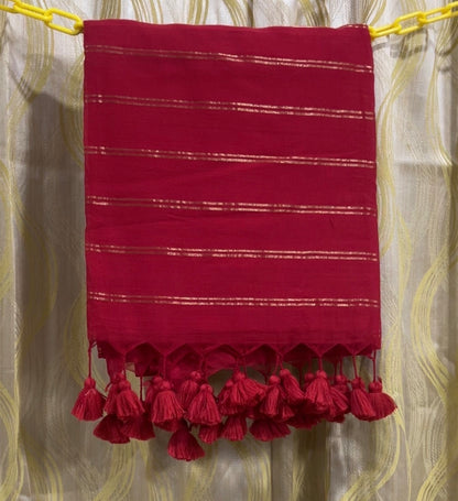 Pure Mulmul Double Zari Lines Saree | Handloom | MDZ001