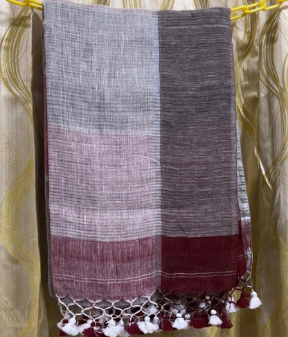 Pure Handloom Linen Multicolor Saree | HLMC001