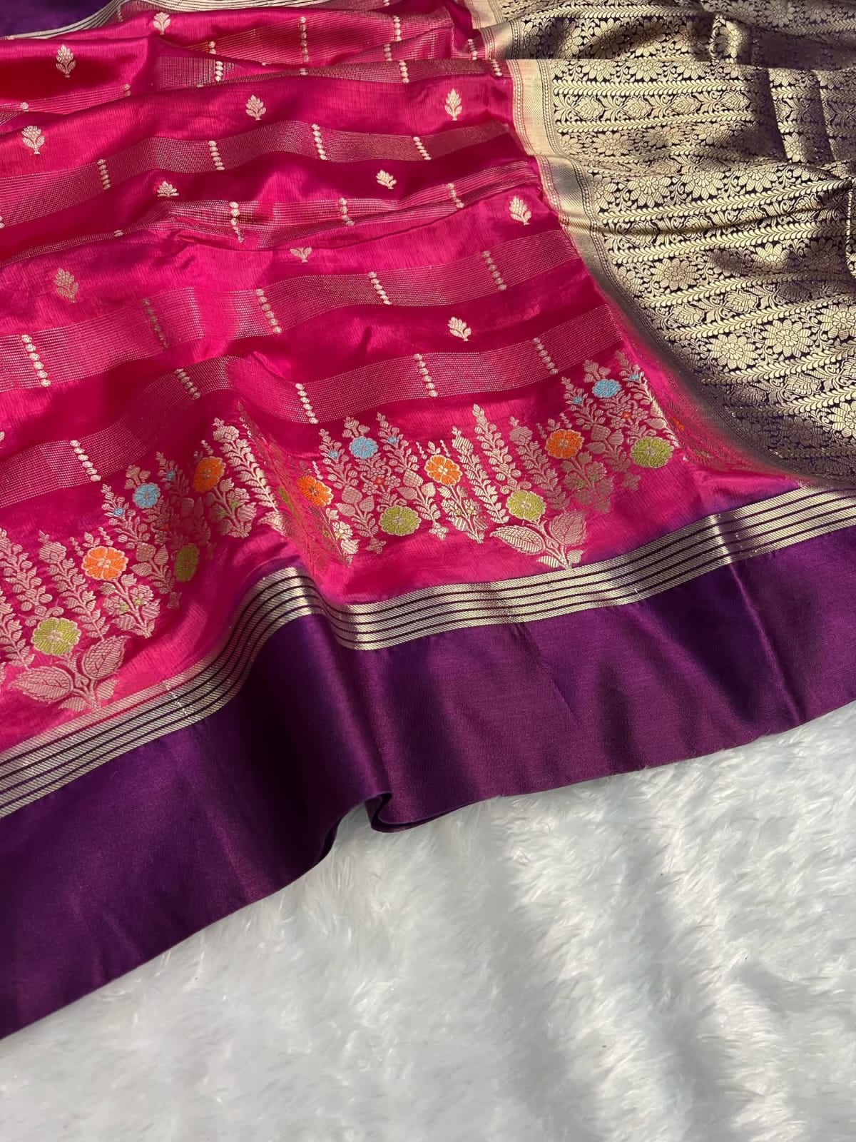 Banarasi Katan Silk Saree with Minakari Border - ABKSMB2