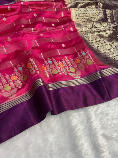 Banarasi Katan Silk Saree with Minakari Border - ABKSMB2