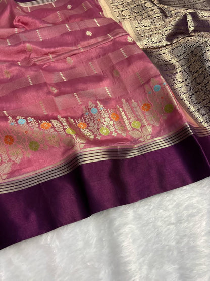 Banarasi Katan Silk Saree with Minakari Border - ABKSMB4