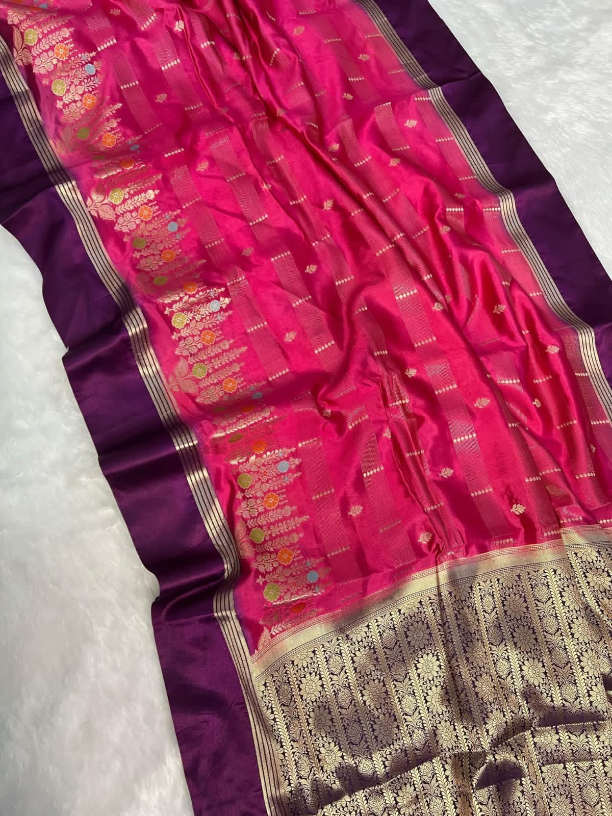 Banarasi Katan Silk Saree with Minakari Border - ABKSMB2