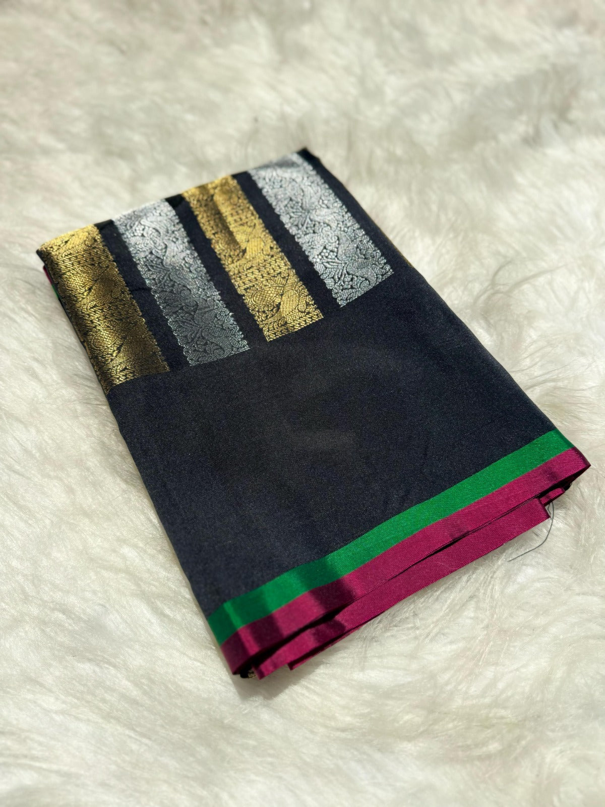 Banarasi Soft Katan Silk Saree with Gold & Silver Zari Weave - ABSKGS1