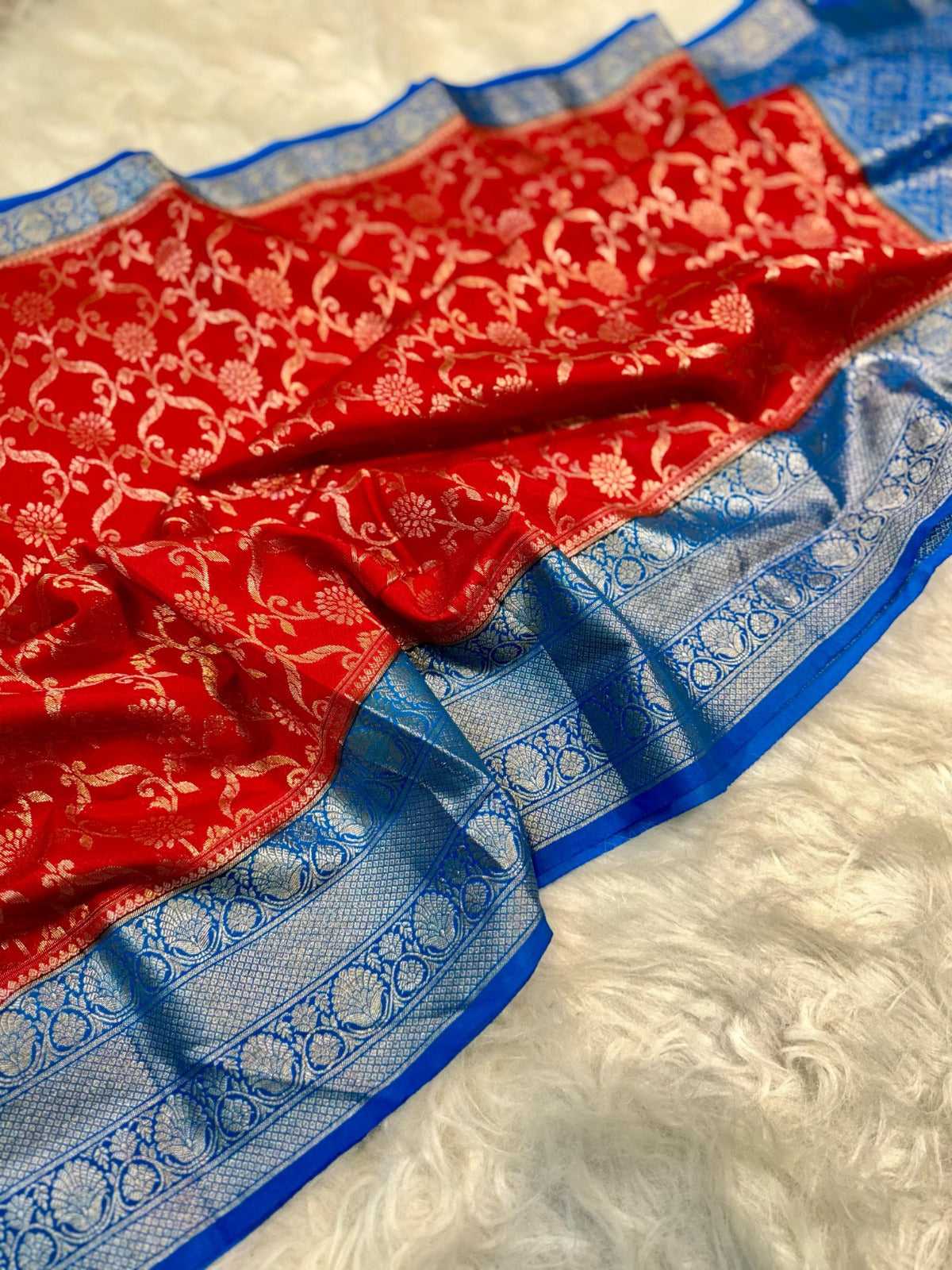 Banarasi Handloom Chinya Silk Saree - BHCRBDB1