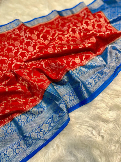 Banarasi Handloom Chinya Silk Saree - BHCRBDB1