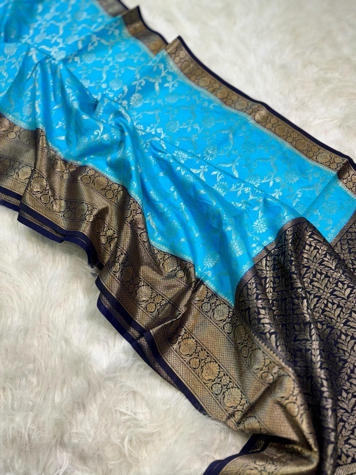 Banarasi Handloom Chinya Silk Saree - BHCNBDB1