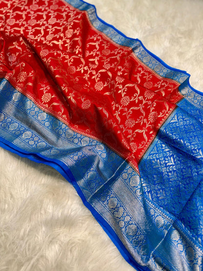 Banarasi Handloom Chinya Silk Saree - BHCRBDB1