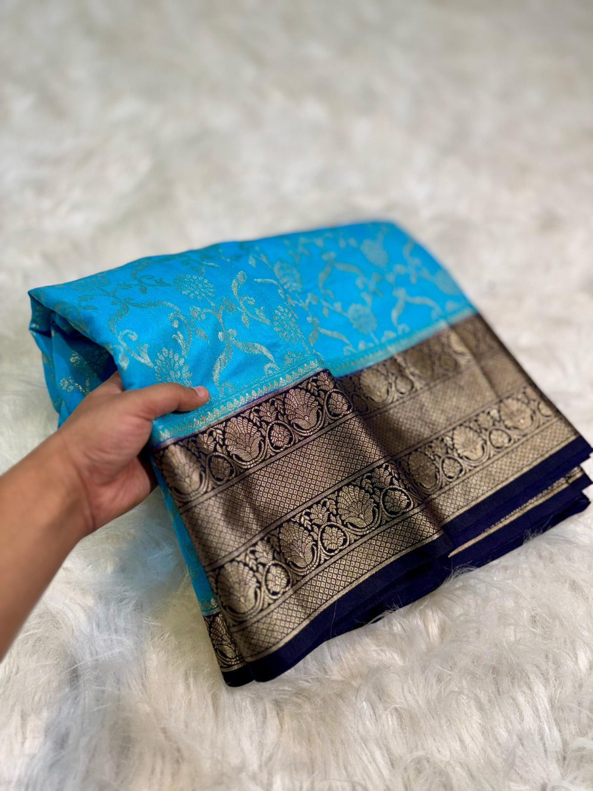 Banarasi Handloom Chinya Silk Saree - BHCNBDB1