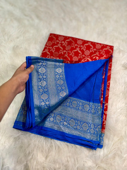 Banarasi Handloom Chinya Silk Saree - BHCRBDB1
