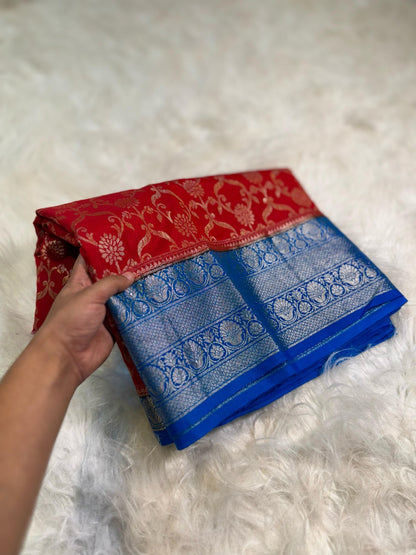 Banarasi Handloom Chinya Silk Saree - BHCRBDB1