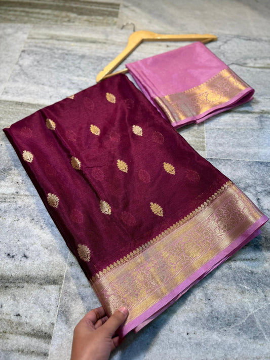 Banarasi Semi Warm Silk Saree with Zari Butti - BWSWC03
