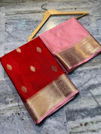 Banarasi Semi Warm Silk Saree with Zari Butti - BWSRP05