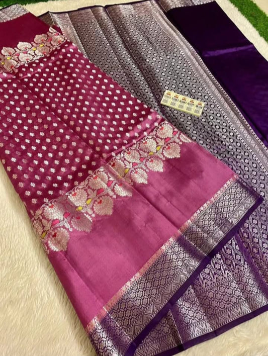 Banarasi Viscose Silk Saree with Alfi Butta Weaving - BVSAFP4