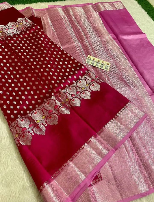 Banarasi Viscose Silk Saree with Alfi Butta Weaving - BVSAFR6